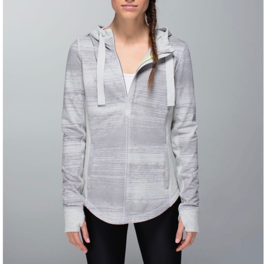 Lululemon Post Sweat Pullover Righteous Stripe Silver Spoon / Heathered Light Gr